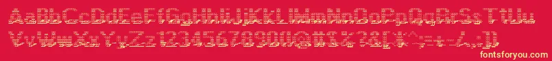 Display3Dotf-fontti – keltaiset fontit punaisella taustalla