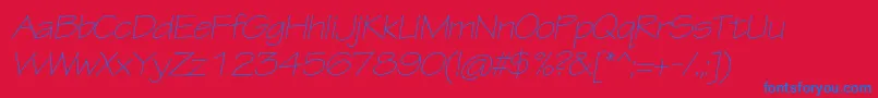 TektonproLightextobl-Schriftart – Blaue Schriften auf rotem Hintergrund