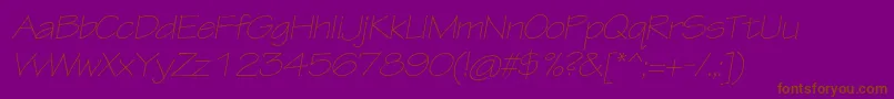 フォントTektonproLightextobl – 紫色の背景に茶色のフォント