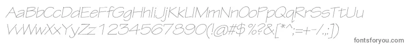 TektonproLightextobl-fontti – harmaat kirjasimet valkoisella taustalla