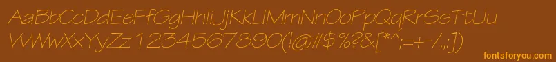 TektonproLightextobl-Schriftart – Orangefarbene Schriften auf braunem Hintergrund