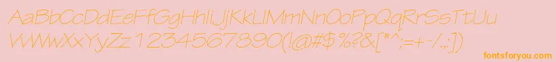 TektonproLightextobl-Schriftart – Orangefarbene Schriften auf rosa Hintergrund