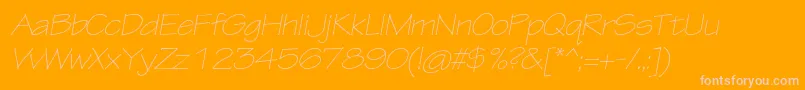TektonproLightextobl-fontti – vaaleanpunaiset fontit oranssilla taustalla