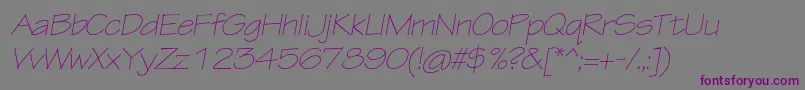 Weitere Informationen zur TektonproLightextobl-Schriftart TektonproLightextobl-Schriftart – Violette Schriften auf grauem Hintergrund