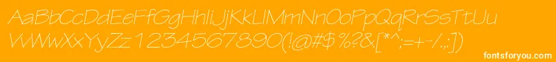 TektonproLightextobl-Schriftart – Weiße Schriften auf orangefarbenem Hintergrund