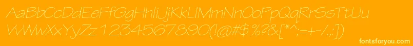 TektonproLightextobl-Schriftart – Gelbe Schriften auf orangefarbenem Hintergrund