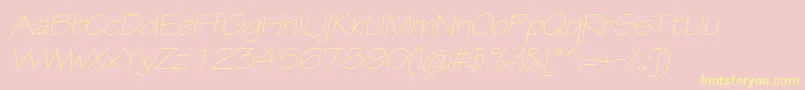 TektonproLightextobl-Schriftart – Gelbe Schriften auf rosa Hintergrund