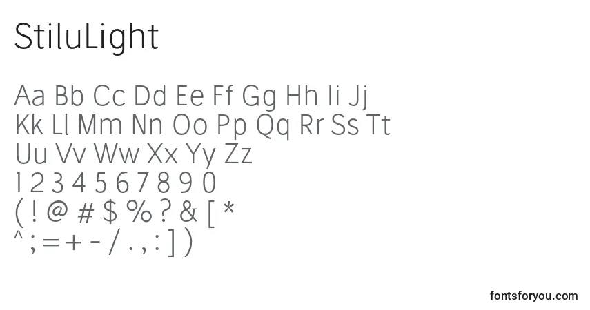 Schriftart StiluLight – Alphabet, Zahlen, spezielle Symbole