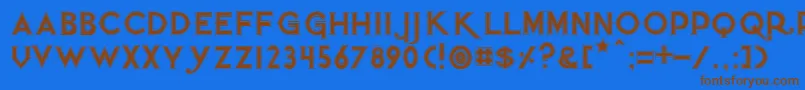 Czcionka Quietthiefoutlinedwide – brązowe czcionki na niebieskim tle