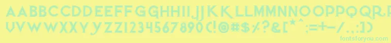 フォントQuietthiefoutlinedwide – 黄色い背景に緑の文字