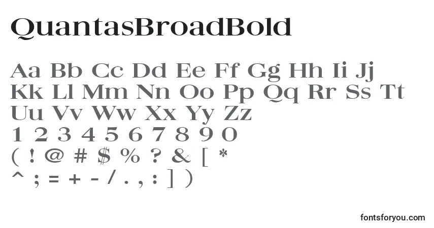 A fonte QuantasBroadBold – alfabeto, números, caracteres especiais