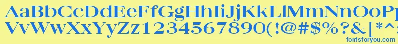 フォントQuantasBroadBold – 青い文字が黄色の背景にあります。