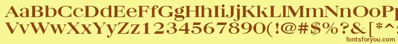 フォントQuantasBroadBold – 茶色の文字が黄色の背景にあります。