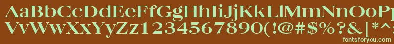 フォントQuantasBroadBold – 緑色の文字が茶色の背景にあります。