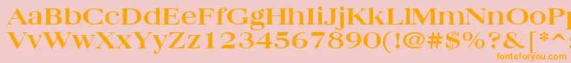 QuantasBroadBold-Schriftart – Orangefarbene Schriften auf rosa Hintergrund