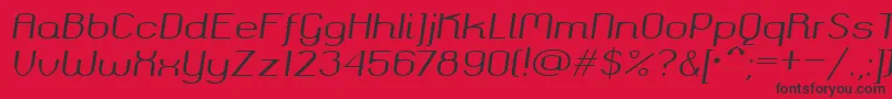 Czcionka Okolaks Regular Italic – czarne czcionki na czerwonym tle