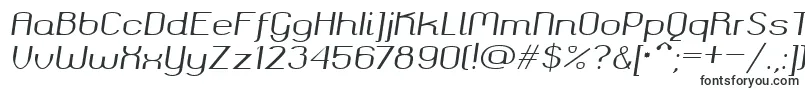 フォントOkolaks Regular Italic – 引き伸ばされたフォント