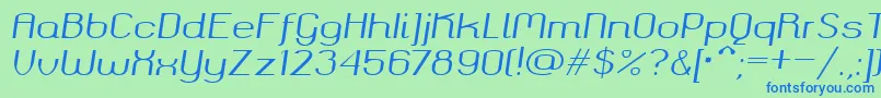 Okolaks Regular Italic Font – Blue Fonts on Green Background