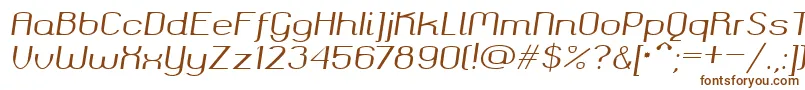 フォントOkolaks Regular Italic – 白い背景に茶色のフォント