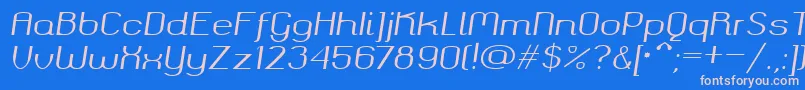 Czcionka Okolaks Regular Italic – różowe czcionki na niebieskim tle