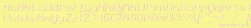 Fonte Okolaks Regular Italic – fontes rosa em um fundo amarelo