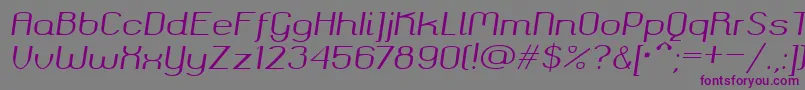 Okolaks Regular Italic-fontti – violetit fontit harmaalla taustalla