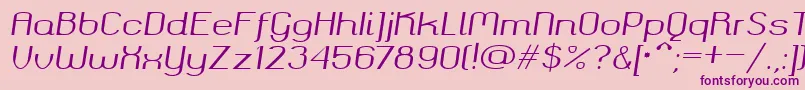 Шрифт Okolaks Regular Italic – фиолетовые шрифты на розовом фоне