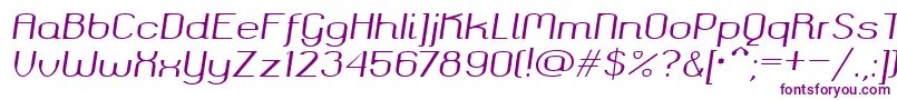 フォントOkolaks Regular Italic – 紫色のフォント