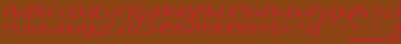 フォントOkolaks Regular Italic – 赤い文字が茶色の背景にあります。