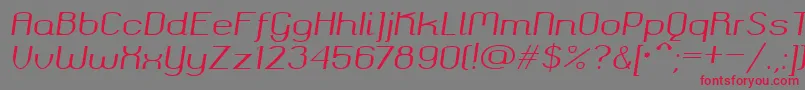 Okolaks Regular Italic-fontti – punaiset fontit harmaalla taustalla