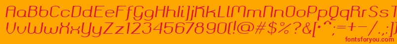 Czcionka Okolaks Regular Italic – czerwone czcionki na pomarańczowym tle