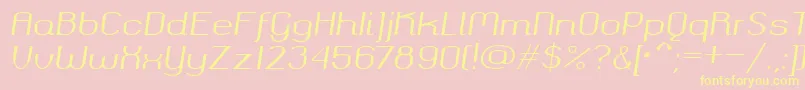 Fonte Okolaks Regular Italic – fontes amarelas em um fundo rosa