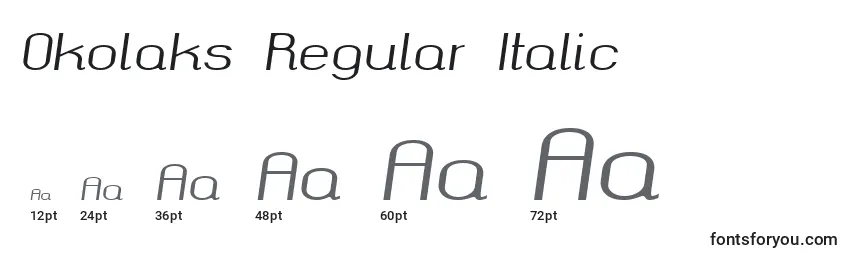 Rozmiary czcionki Okolaks Regular Italic