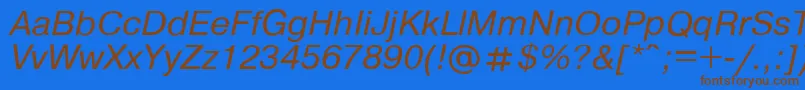 フォントPragmat3 – 茶色の文字が青い背景にあります。