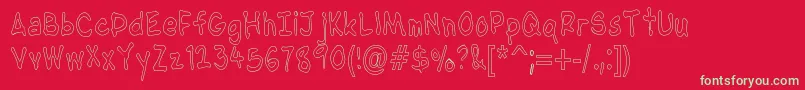 Fonte NipcensHandwritingCondout – fontes verdes em um fundo vermelho