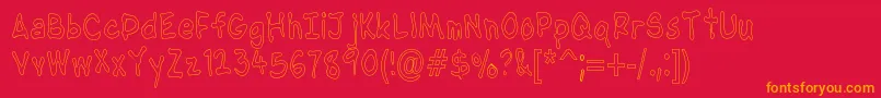 NipcensHandwritingCondout Font – Orange Fonts on Red Background