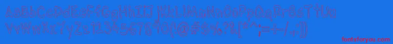 NipcensHandwritingCondout Font – Red Fonts on Blue Background