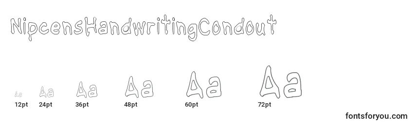 NipcensHandwritingCondout Font Sizes