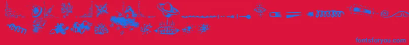 DoodleArt Font – Blue Fonts on Red Background