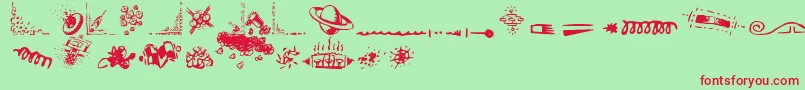 DoodleArt Font – Red Fonts on Green Background