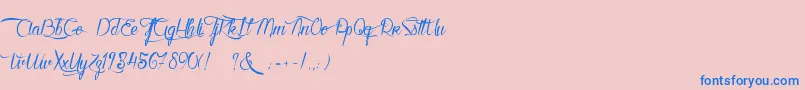 KarineAimeLesChocolats-fontti – siniset fontit vaaleanpunaisella taustalla