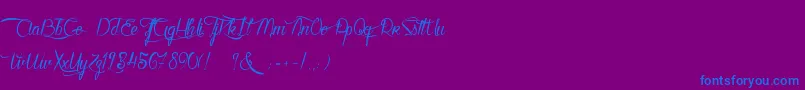 フォントKarineAimeLesChocolats – 紫色の背景に青い文字