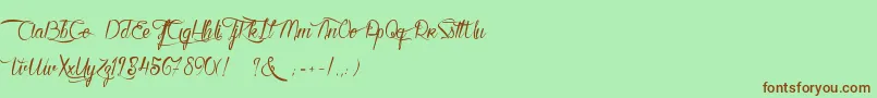 KarineAimeLesChocolats-fontti – ruskeat fontit vihreällä taustalla