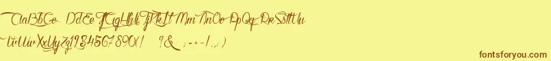 KarineAimeLesChocolats-fontti – ruskeat fontit keltaisella taustalla