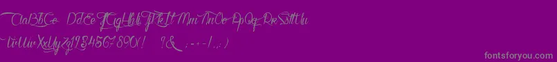 KarineAimeLesChocolats-fontti – harmaat kirjasimet violetilla taustalla