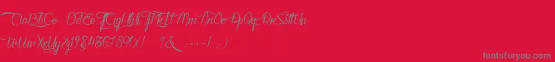 KarineAimeLesChocolats-fontti – harmaat kirjasimet punaisella taustalla