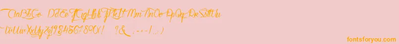KarineAimeLesChocolats-fontti – oranssit fontit vaaleanpunaisella taustalla
