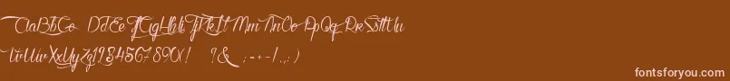 KarineAimeLesChocolats-fontti – vaaleanpunaiset fontit ruskealla taustalla