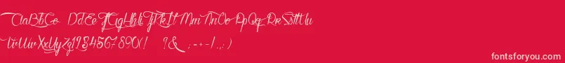 KarineAimeLesChocolats-fontti – vaaleanpunaiset fontit punaisella taustalla