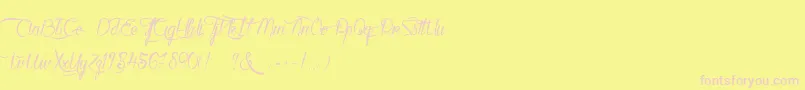 Czcionka KarineAimeLesChocolats – różowe czcionki na żółtym tle